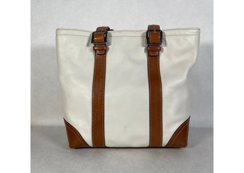 Coach Hampton Leather Bucket Tote Shoulder Bag F11201 Off White Tan $398 MSRP